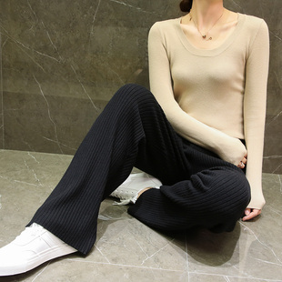 羊毛针织阔腿裤女秋冬