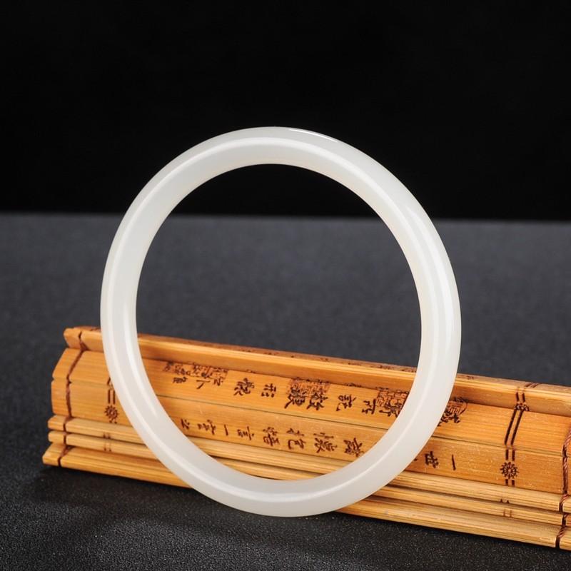 新疆和田玉羊脂级白玉手镯玉镯圆条细条手镯正圆镯少女镯细款旺夫