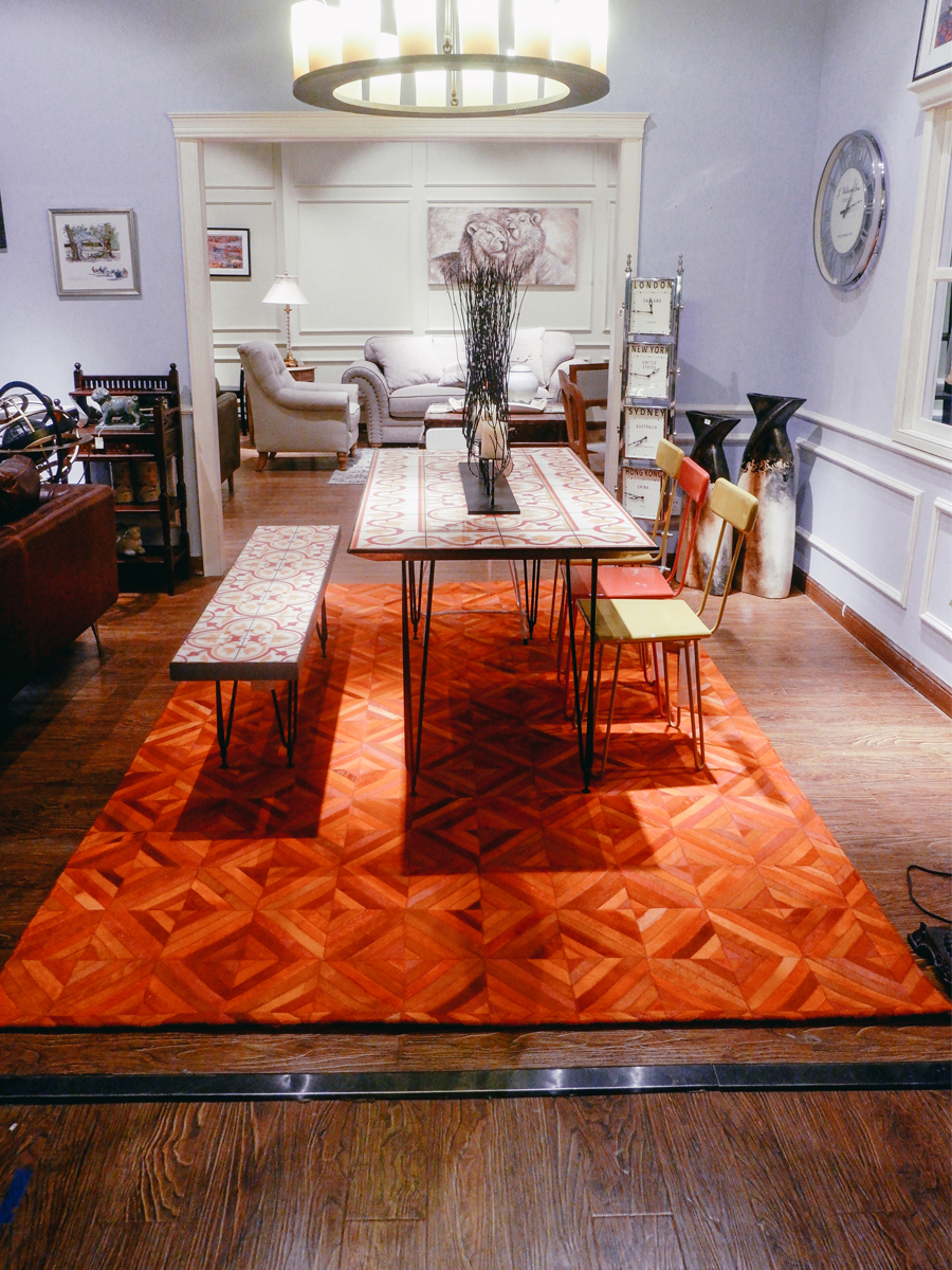 78爱马欧仕橙色牛皮地毯客厅茶几房间橘色流行床边毯手工
