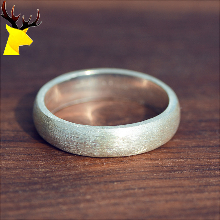 素银戒指磨砂_月醒南国银戒指男999纯银古法手工定做