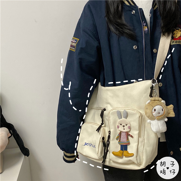 日系原宿可爱感少女帆布包斜挎包