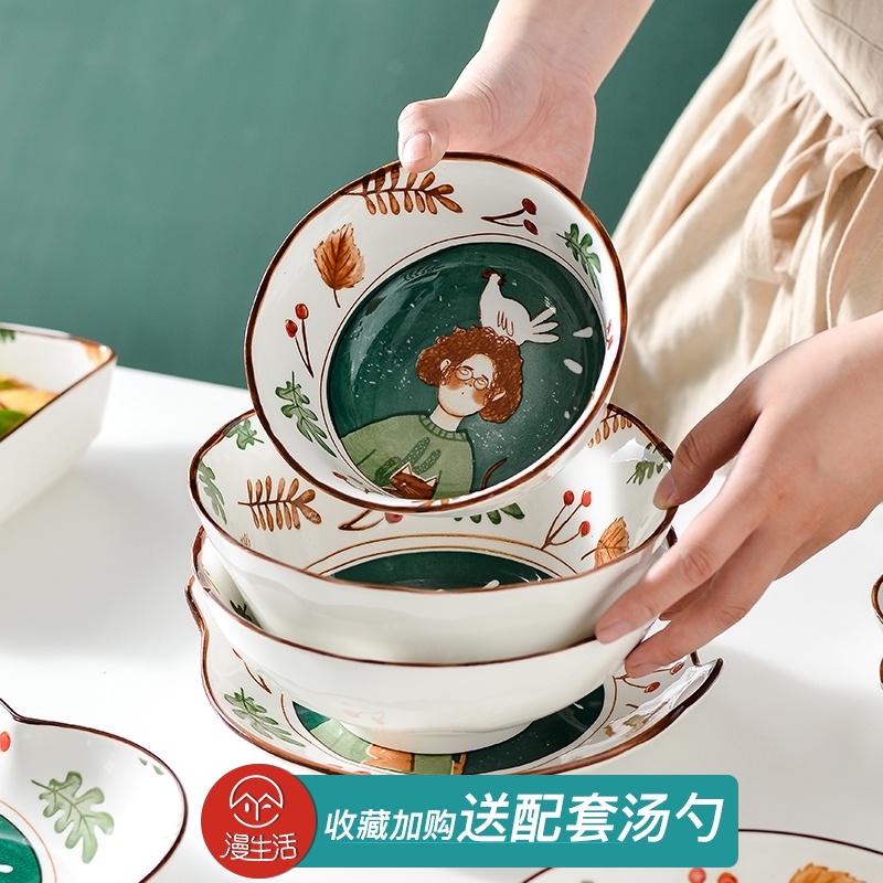 日式创意碗筷单人一套精致情侣饭碗盘家用可爱一人食餐具碗碟套装|ruв категории посуда, посуда, чаша - от Buy2taobao.com для оказания профессиональной услуги покупки агента Taobao
