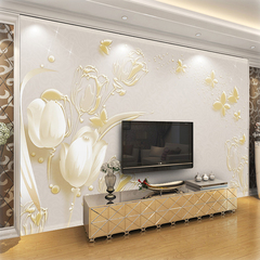 3d立体现代欧式浮雕壁画电视背景墙壁纸简约影视墙纸客厅卧室墙布