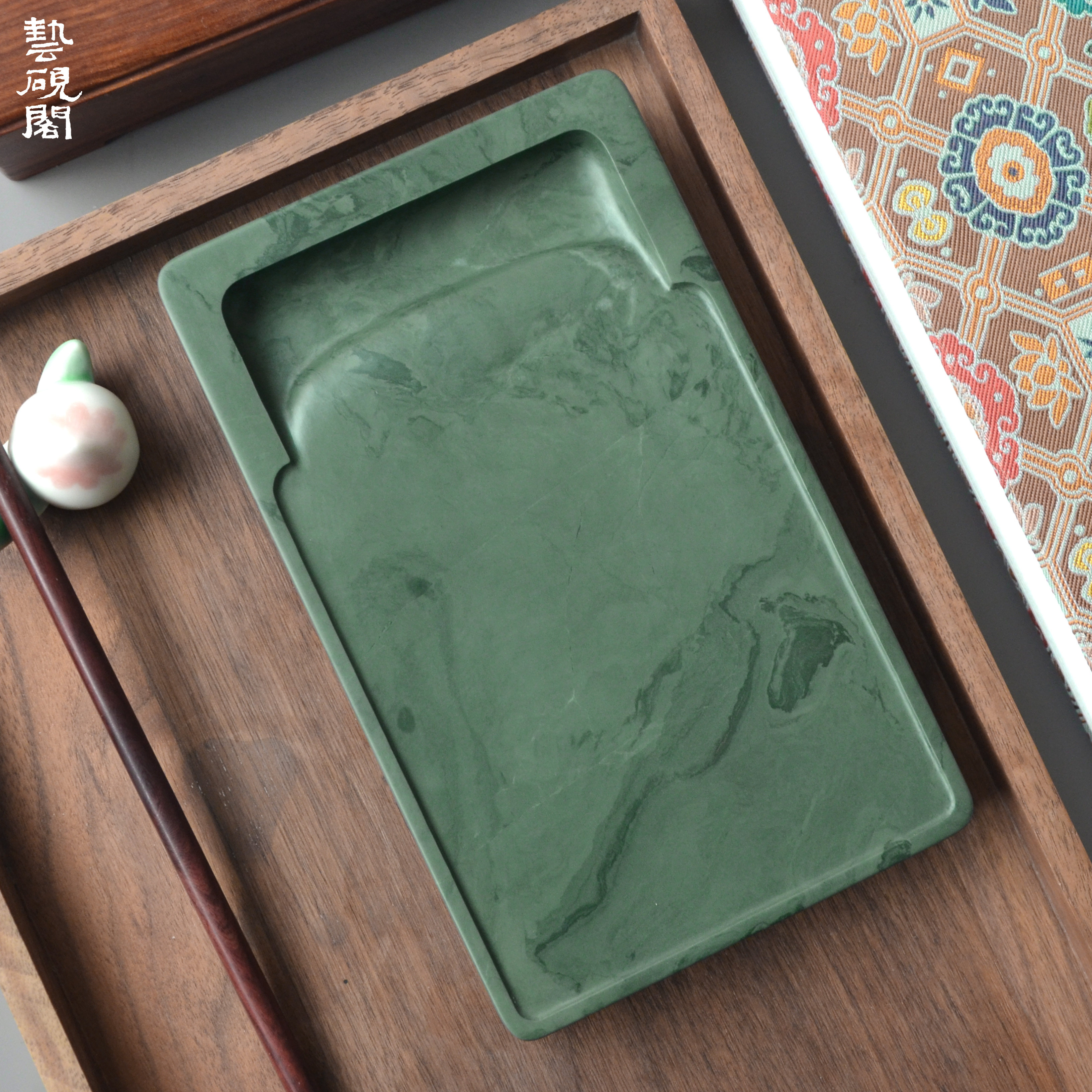 纯手工砚台甘肃洮河砚水泉湾老坑雕刻麒麟洮砚文房四宝