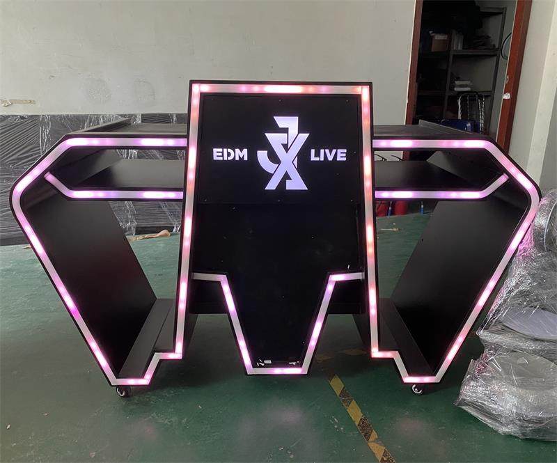 ktv包间发光led桌打碟机桌dj酒吧台黑色炫酷调音台可移动打碟dj台