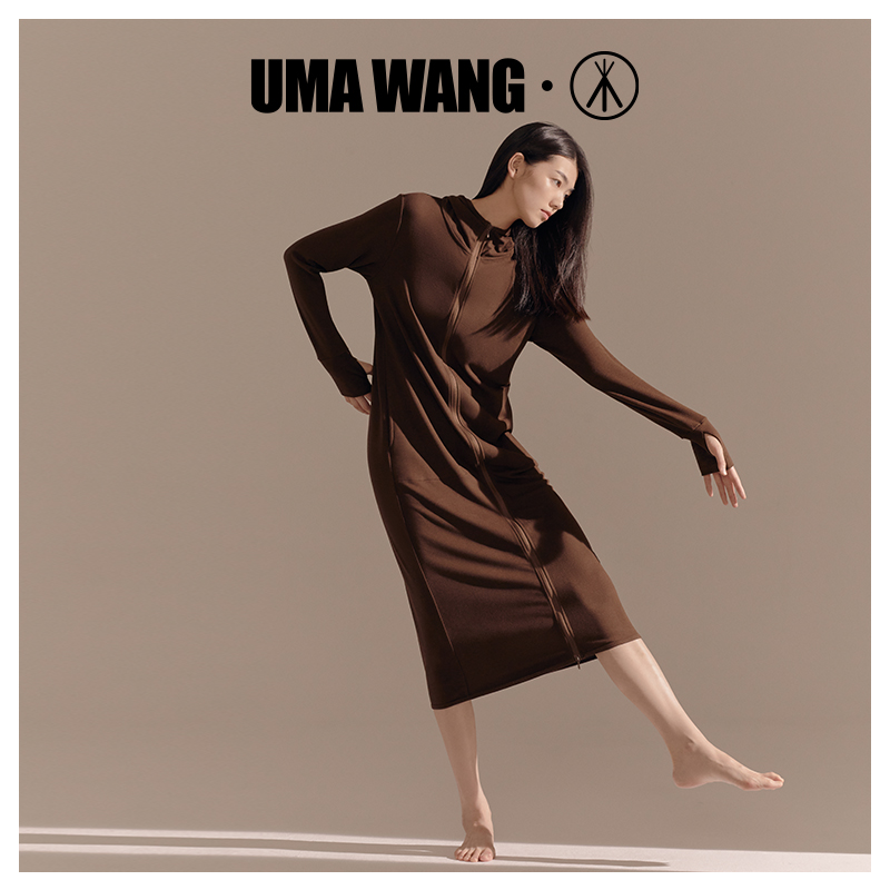 umawangx三枪睡裙秋冬加厚双面绒拉链衫高弹长袖家居裙长裙