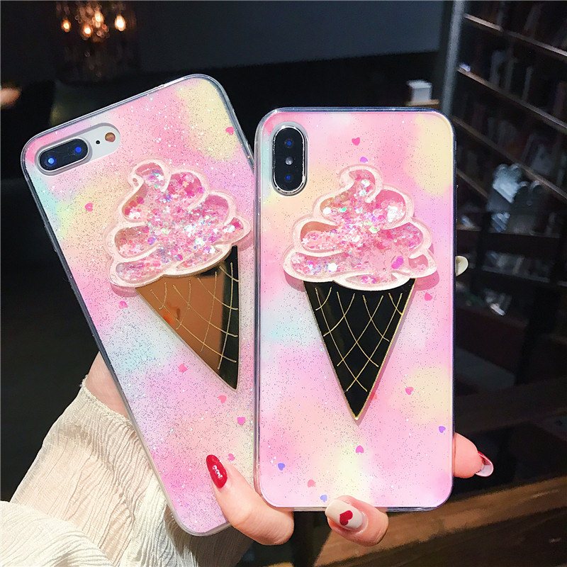 ins亮片冰淇淋适用苹果X/XS手机壳iPhone7p/8plus全包边保护套6k|ruв категории Цифровые аксессуары, аксессуары для мобильных телефонов, телефон защитный кожух/оболочка - от Buy2taobao.com для оказания профессиональной услуги покупки агента Taobao