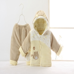 雏鹰天使婴幼儿纯棉肩扣两件套套装衣服男女宝宝外出棉服婴儿童装