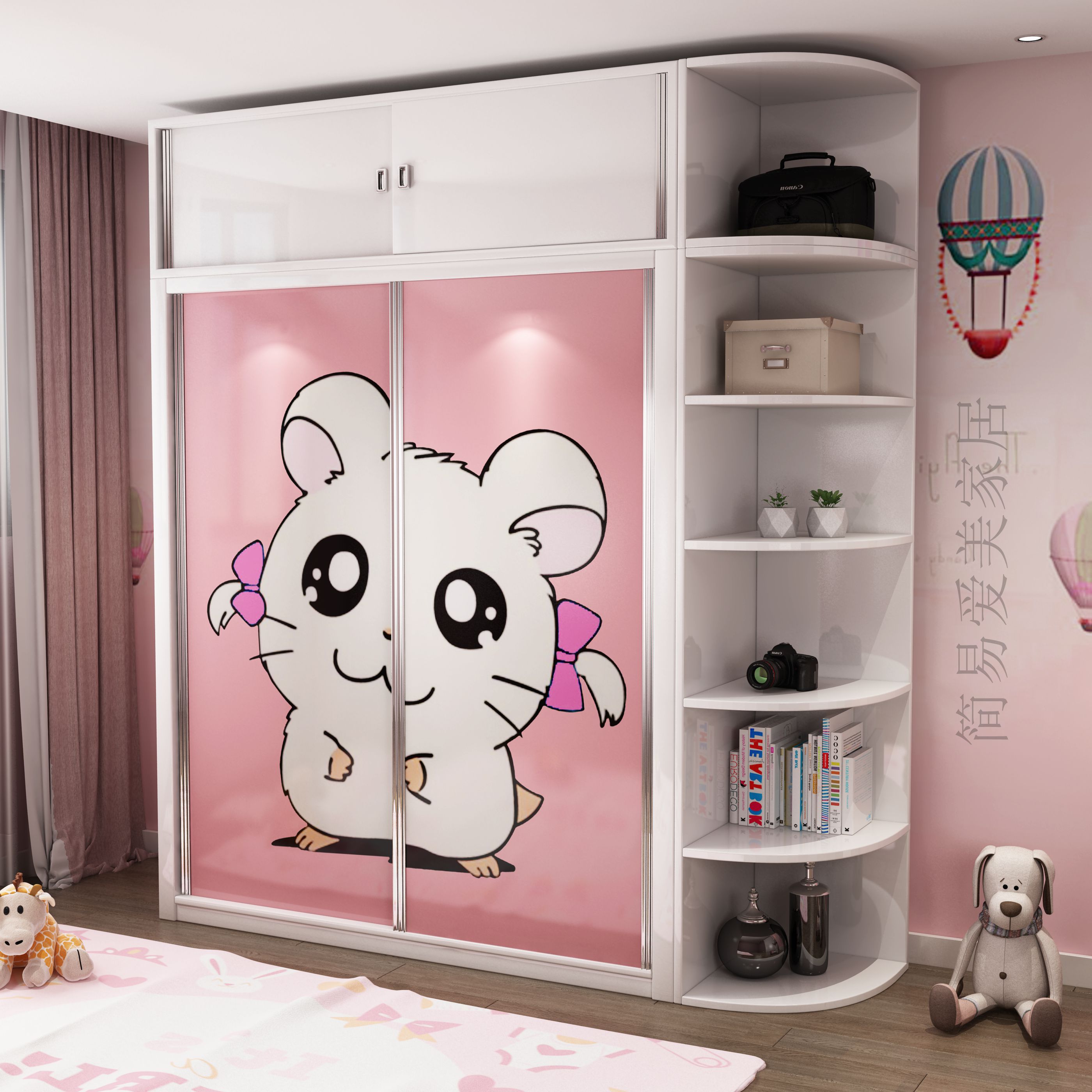 热销儿童衣柜 女孩 卧室 公主粉