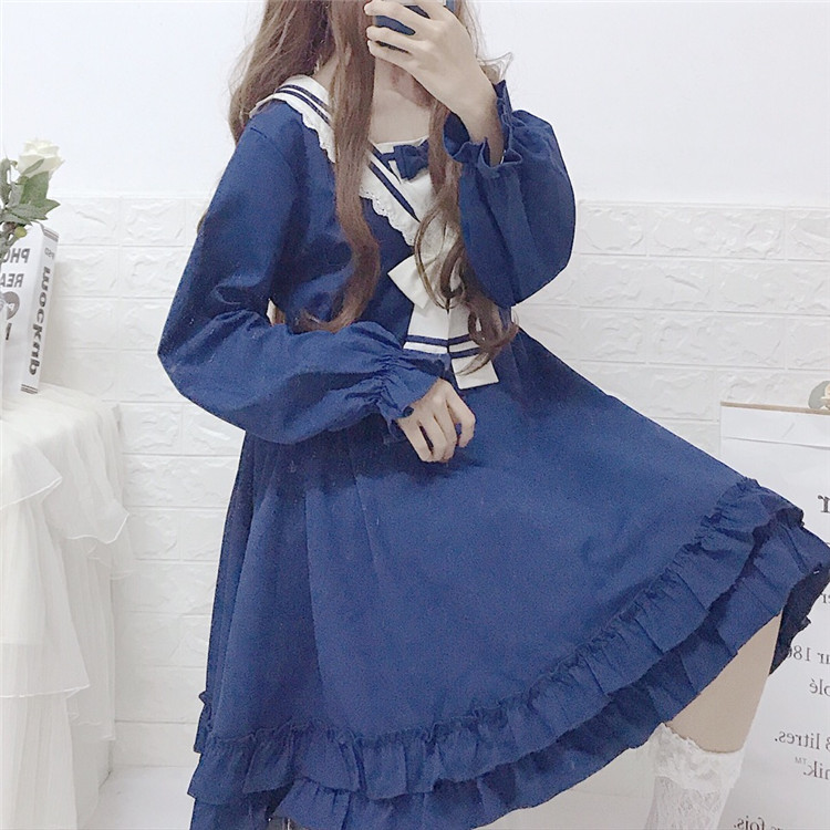 2018新款实拍质检女可爱萌洋装长袖连衣裙洛丽塔萝莉日系软妹裙