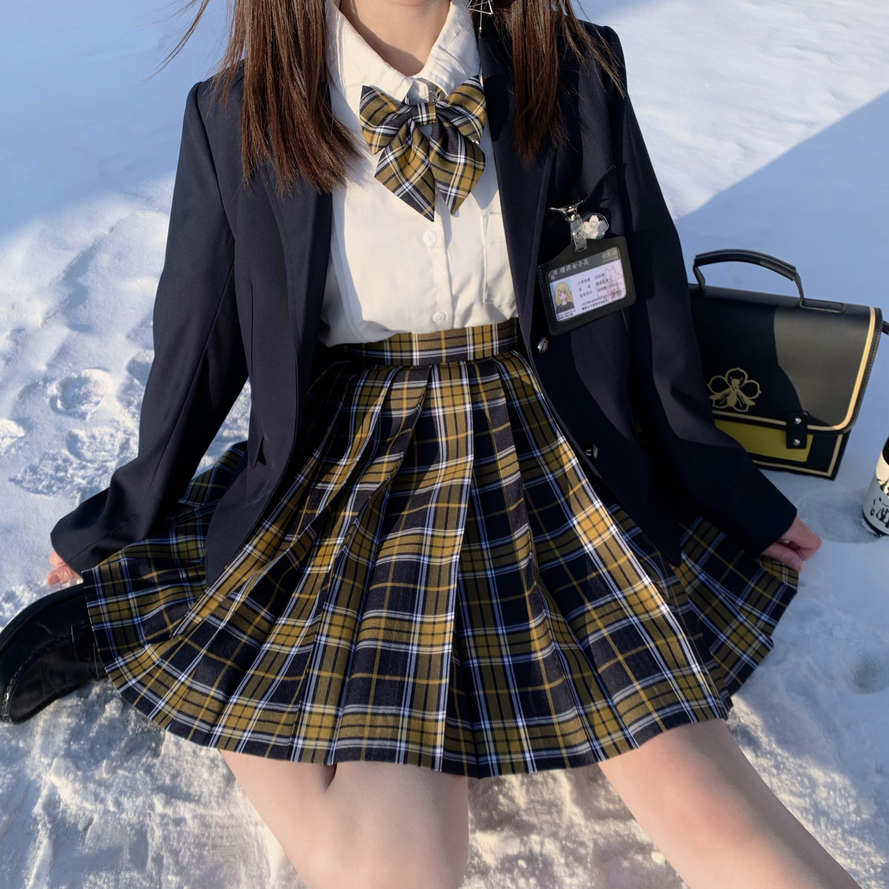 中牌制服馆 绀金格原创正统jk制服裙格裙现货学院风短裙百褶裙