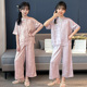 女童国风睡衣夏季新款儿童新中式冰丝家居服套装洋气女孩空调服潮