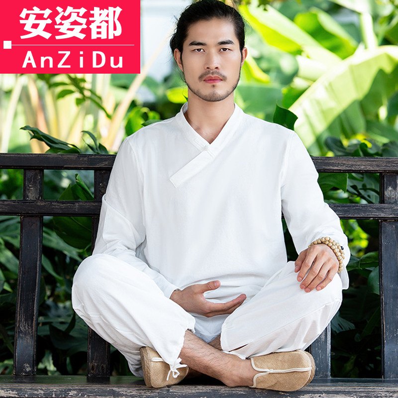 居士服佛系衣服棉麻禅服男春中国风禅意中式国风汉服男装唐装套装