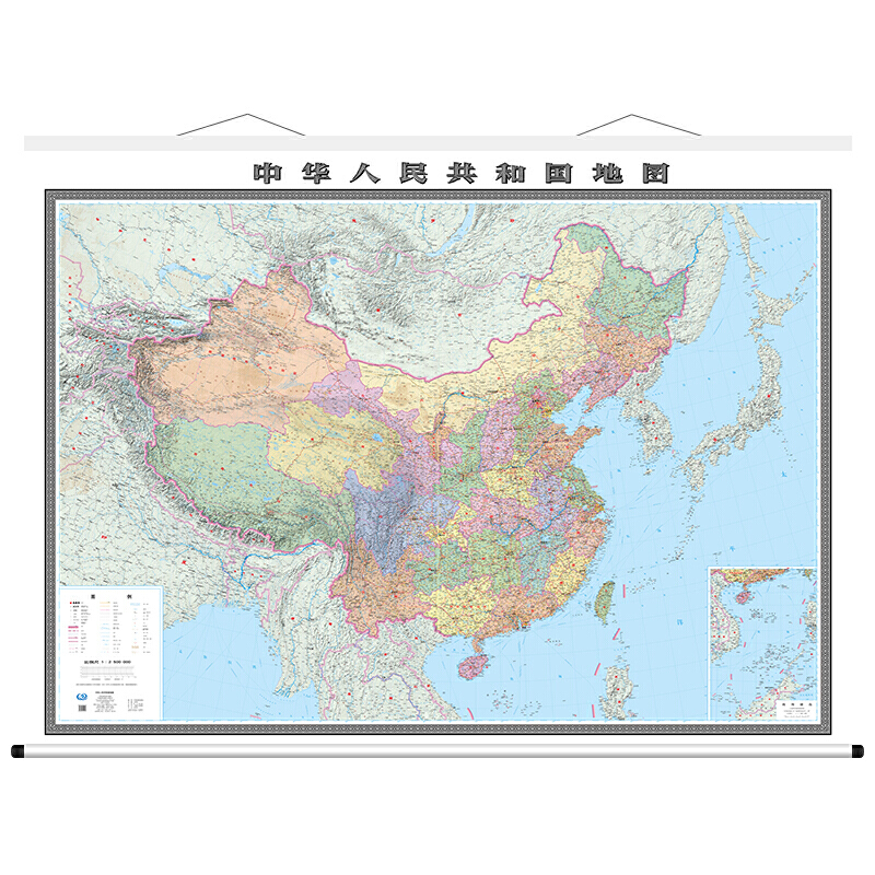中华人民共和国地图政区九全3m22m膜图筒装中国行政区划图