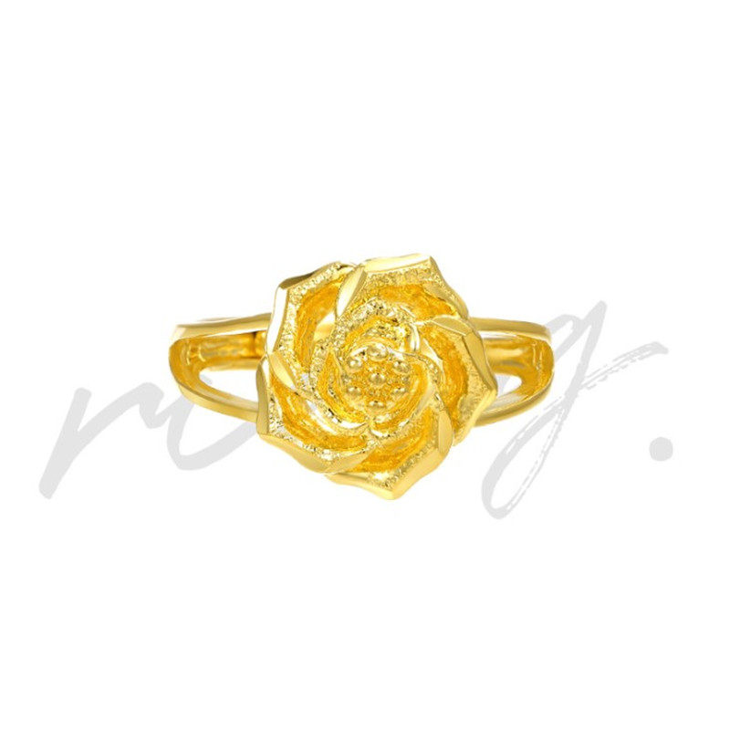 特价黄金戒指结婚玫瑰金_24k足金黄金戒指 玫瑰花戒指18k金 结婚送礼