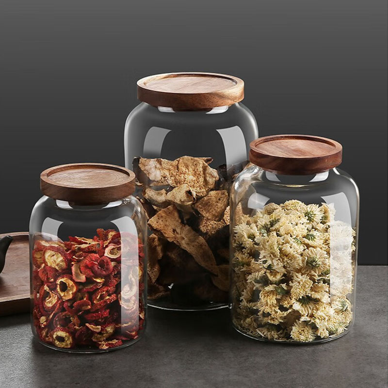 陈皮透明玻璃储物罐大号食品级茶叶密封罐家用厨房防潮收纳样品瓶