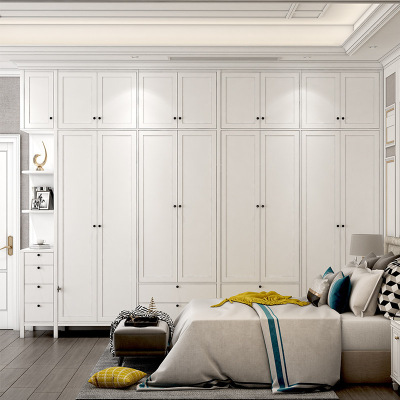 美式小户型衣柜白色现代简约平开两门衣柜经济型北欧双门衣橱定制