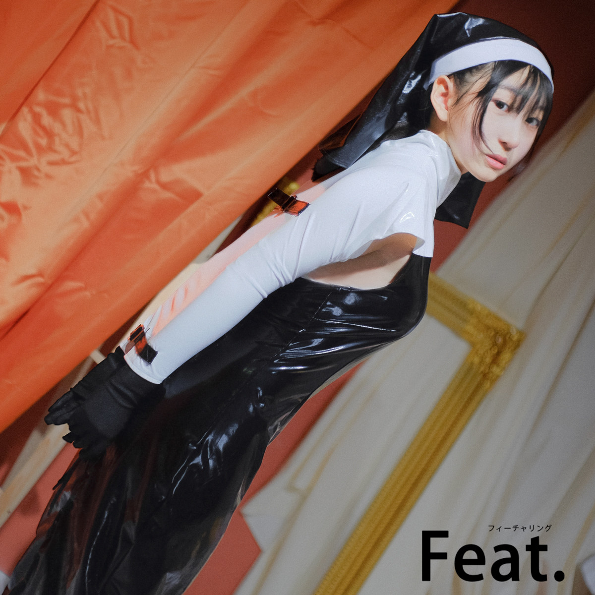 绯卡霖[cw生贽修女]寒舞c联名修女拘束服漆皮束缚衣拉链固定