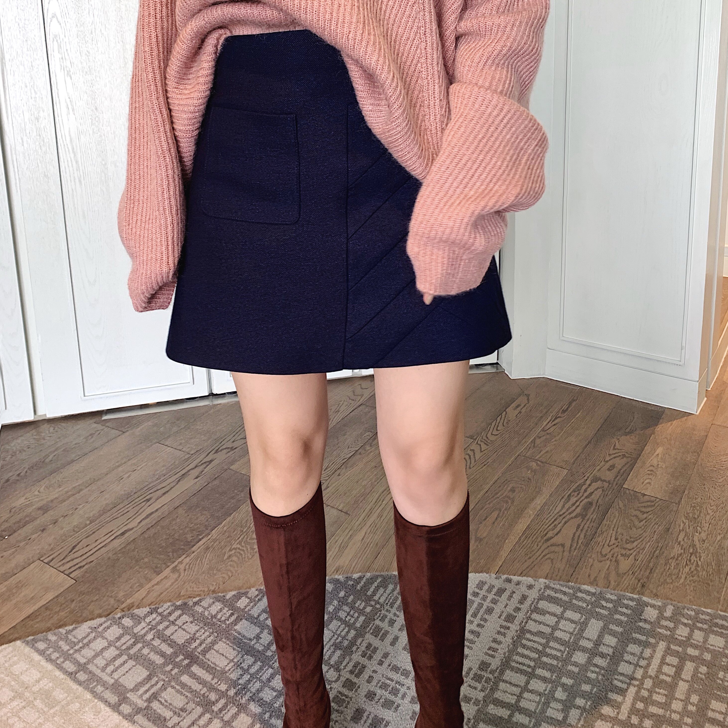 scout原创设计 立裁取版设计感满点的半身裙高腰短裙a字裙女秋冬