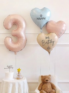 ins女孩生日派对装饰儿童宝宝一周岁粉色数字气球拍照场景布置品