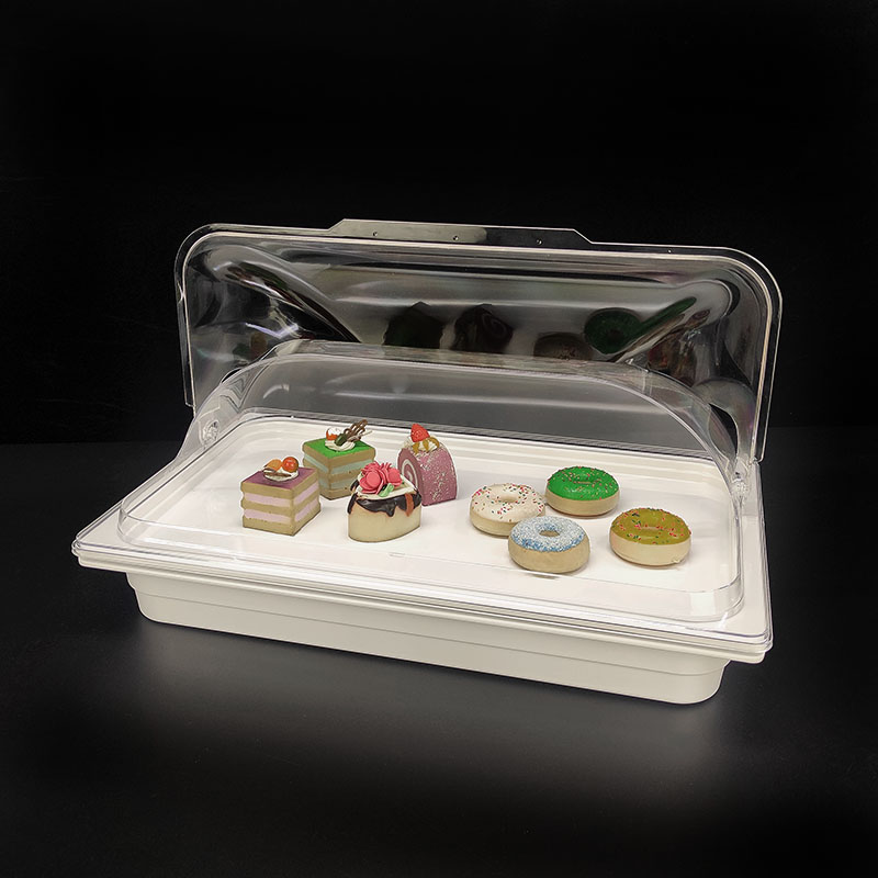 甜品西点展示盘带盖保鲜盒大容量双层加冰保温透明罩凉菜托盘商用