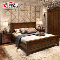 实木床成人床实木床 美式1.8米胡桃色双人床 加厚全实木卧室家具