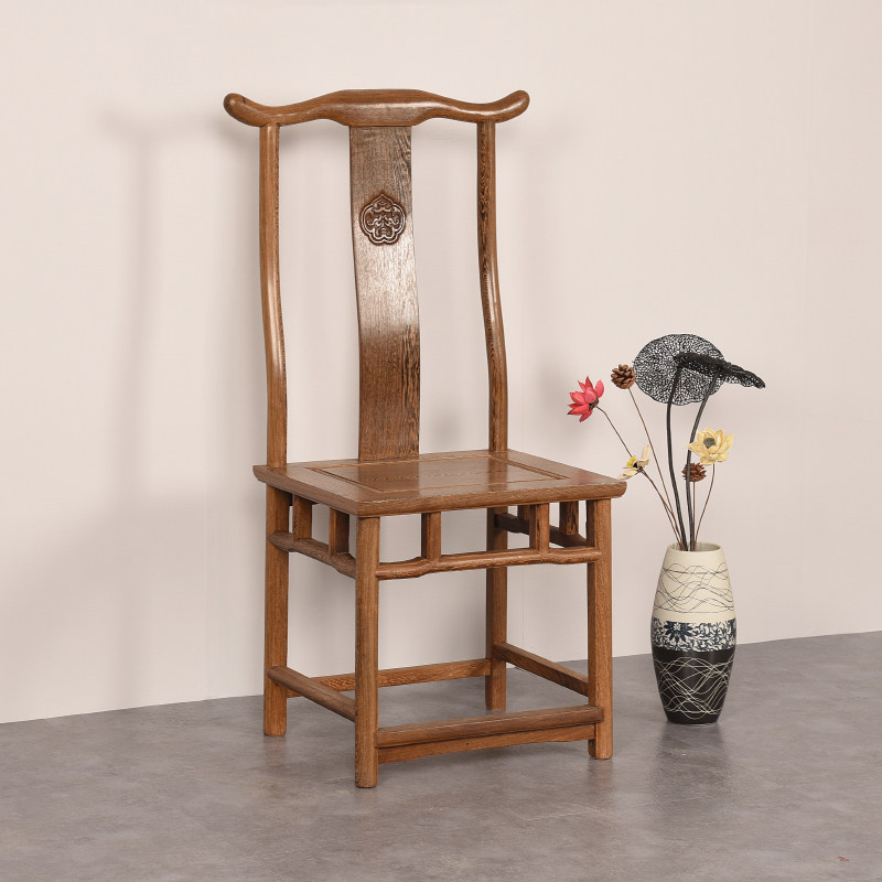鸡翅木餐椅中式实木红木餐椅家用靠背仿古餐厅椅子复古茶椅官帽椅