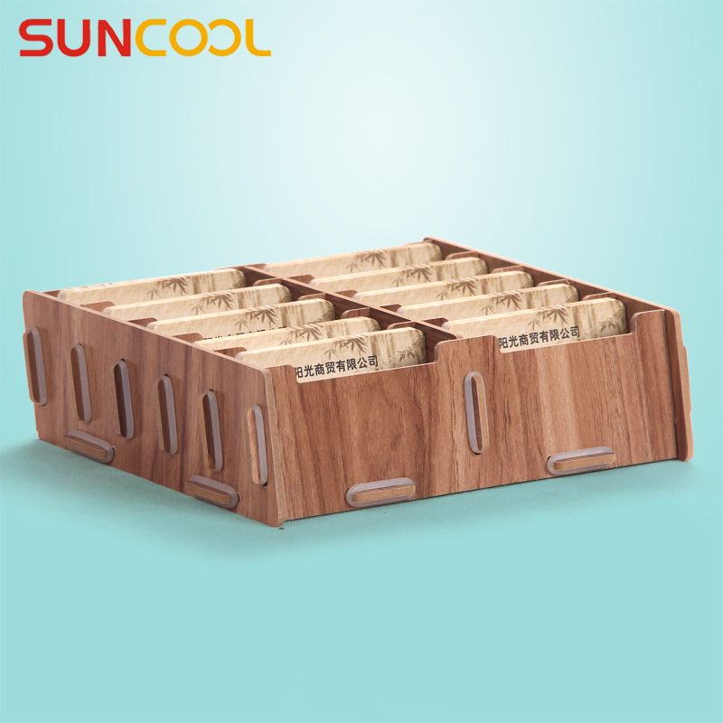 创意桌面木质名片盒 商务办公名片收纳盒 卡片整理架 多格大容量