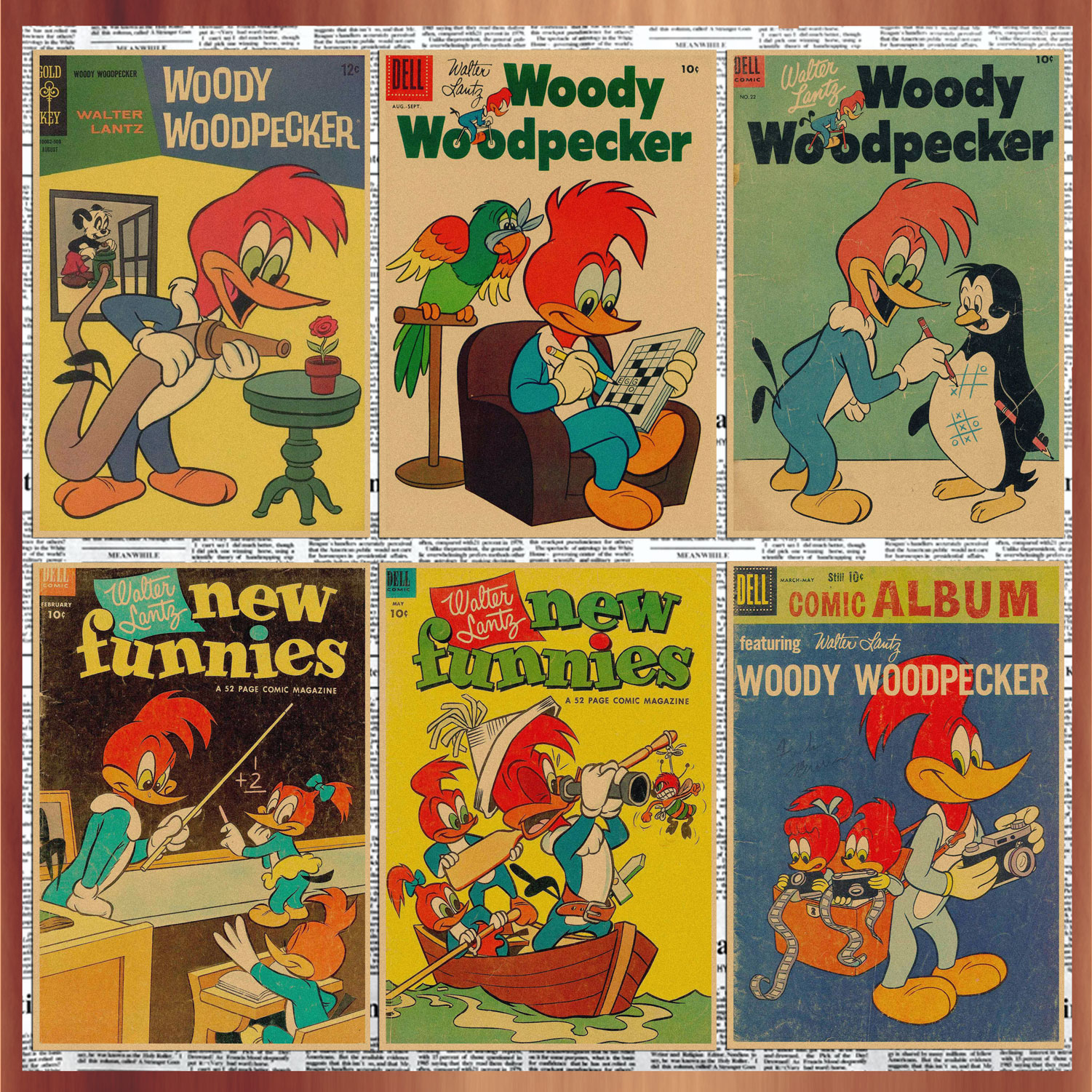 欧美动漫woody woodpecker啄木鸟伍迪卡通复古牛皮纸装饰海报214