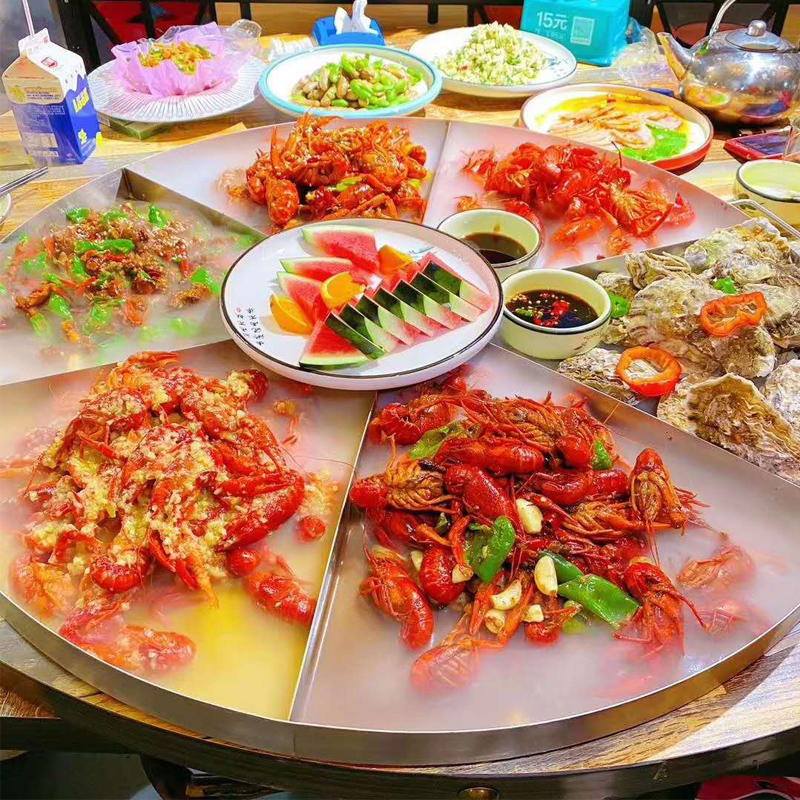 海鲜大咖盘龙虾盘商用不锈钢创意餐厅饭店盘子家用大号海鲜锅拼盘