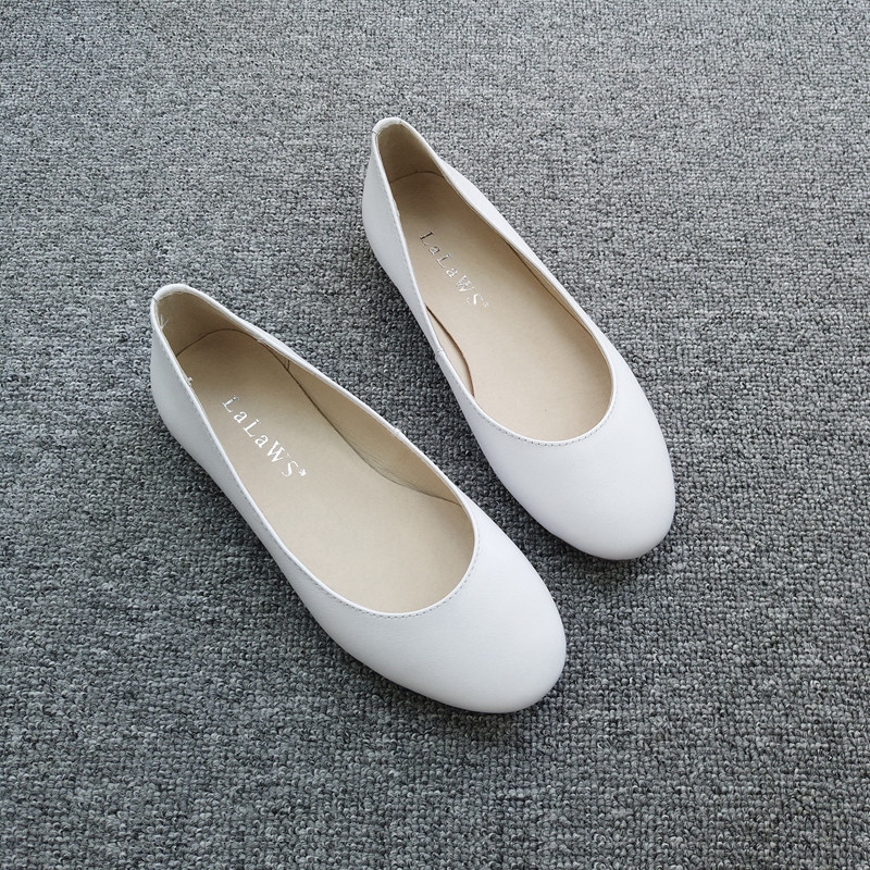 白色瓢鞋女平底单鞋 圆头