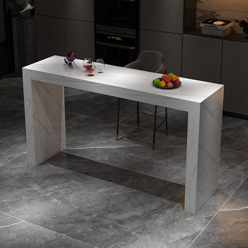 全岩板吧台桌家用轻奢现代简约意式客厅实木厨房中岛台桌一体隔断