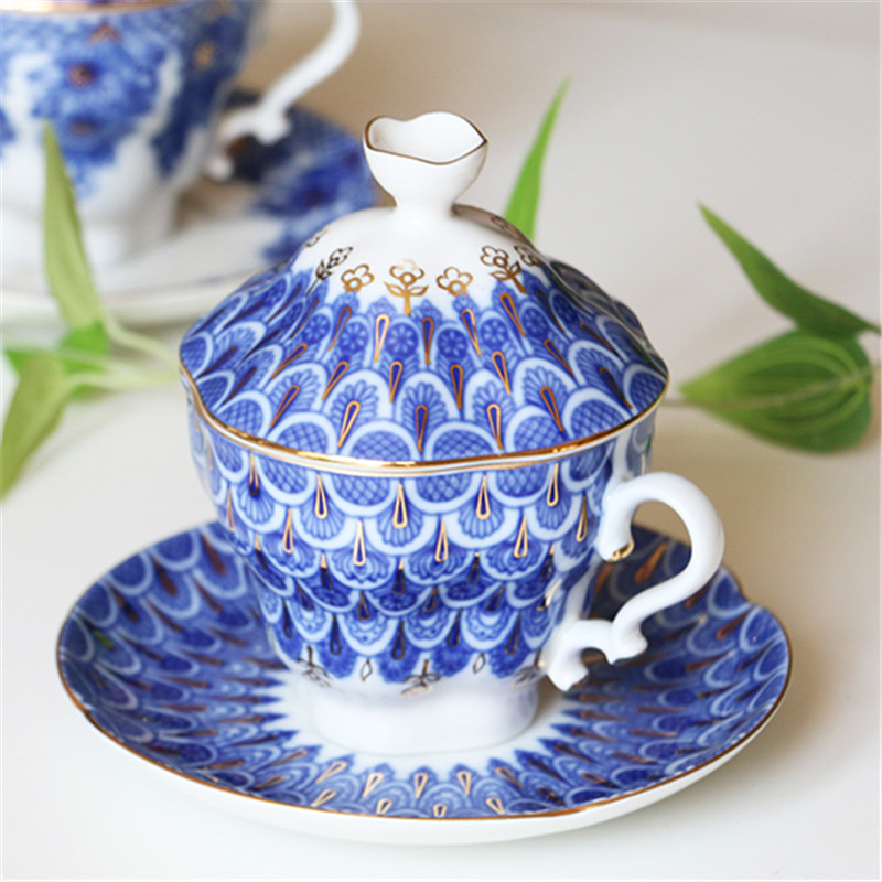 现货俄罗斯皇家瓷器Lomonosov带盖马克杯红茶杯碟咖啡杯杯碟多款