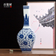 新中式四方长颈瓶陶瓷花瓶客厅玄关博古架电视柜装饰品青花瓷摆件