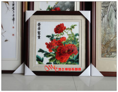 苏绣刺绣成品牡丹花客厅挂画手工精品刺绣卧室玄关挂画荣华富贵