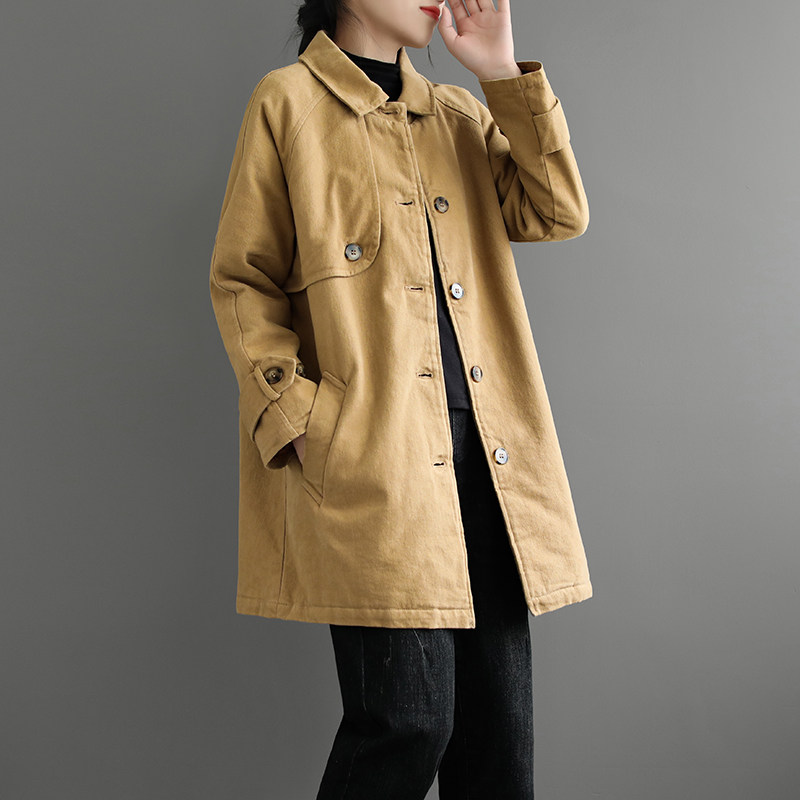 冬季风衣女外套加厚中长款