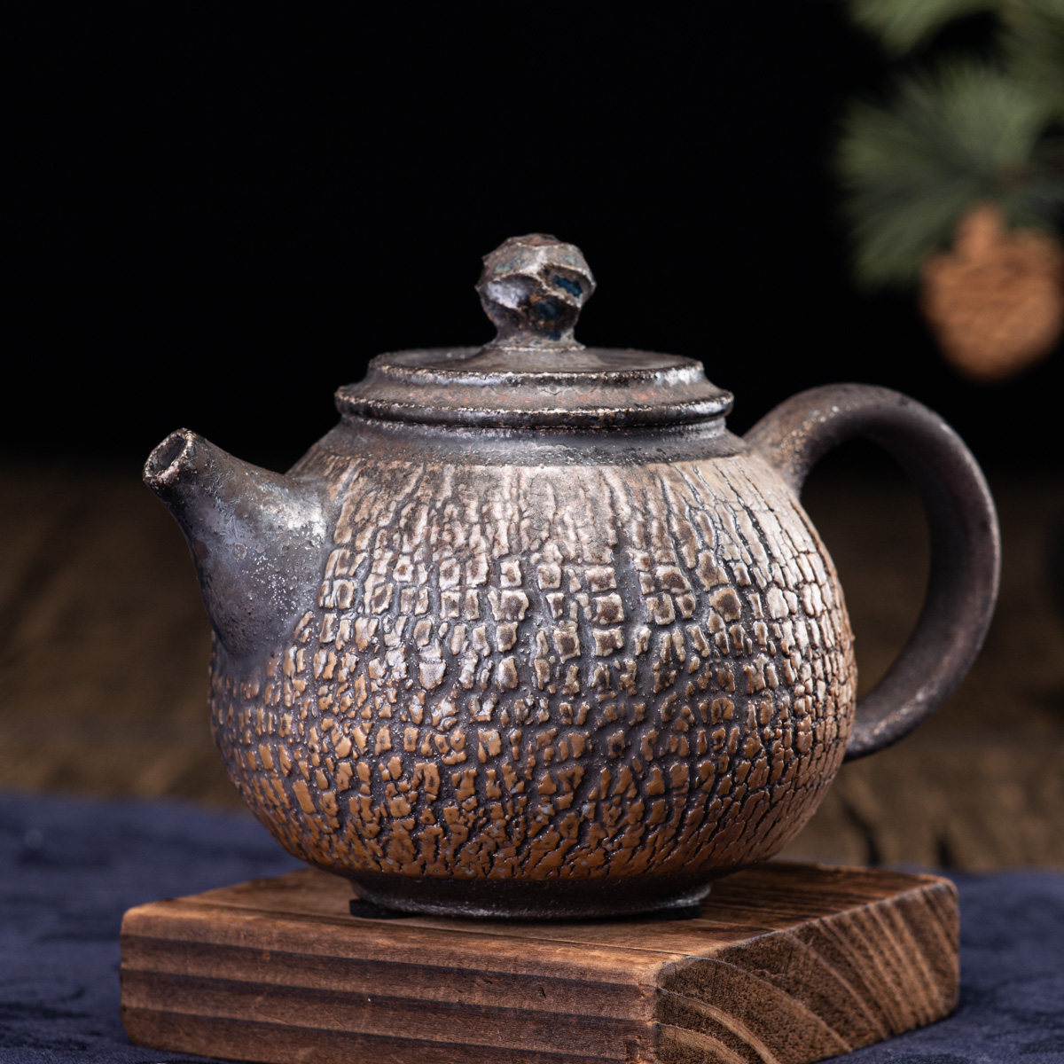 台湾茶神柴烧-台湾柴烧壶 刘孟函 黑陶土壶