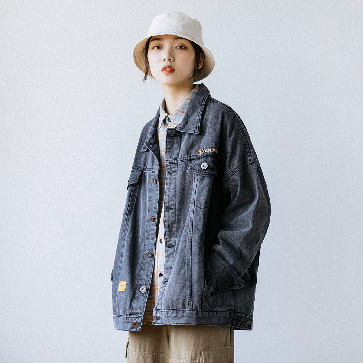 一折江辰同款外套牛仔_epicsocotra日系复古宽松中性oversize牛仔外套