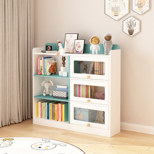 儿童绘本架书架靠墙落地家用玩具收纳柜储物柜小孩阅读区简易书柜