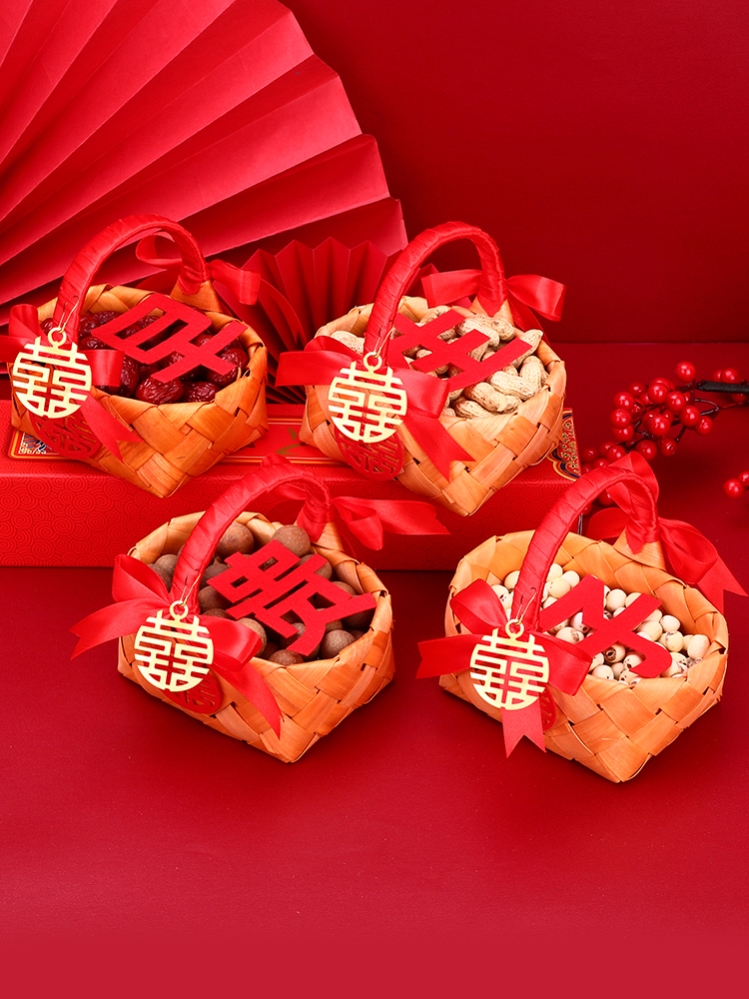 早生贵子篮子摆件新婚新人订婚婚礼结婚床上用品铺床婚房装饰布置