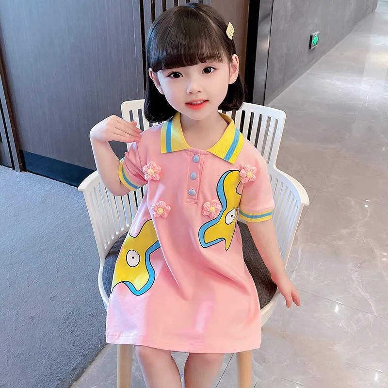 女童夏季连衣裙2022新款中大儿童装洋气韩版儿童时髦POLO衫裙子潮