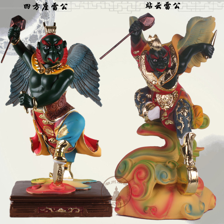雷公 雷神 雷师 树脂敦煌彩道教神像 雷元帅雷震子像风水神像摆件
