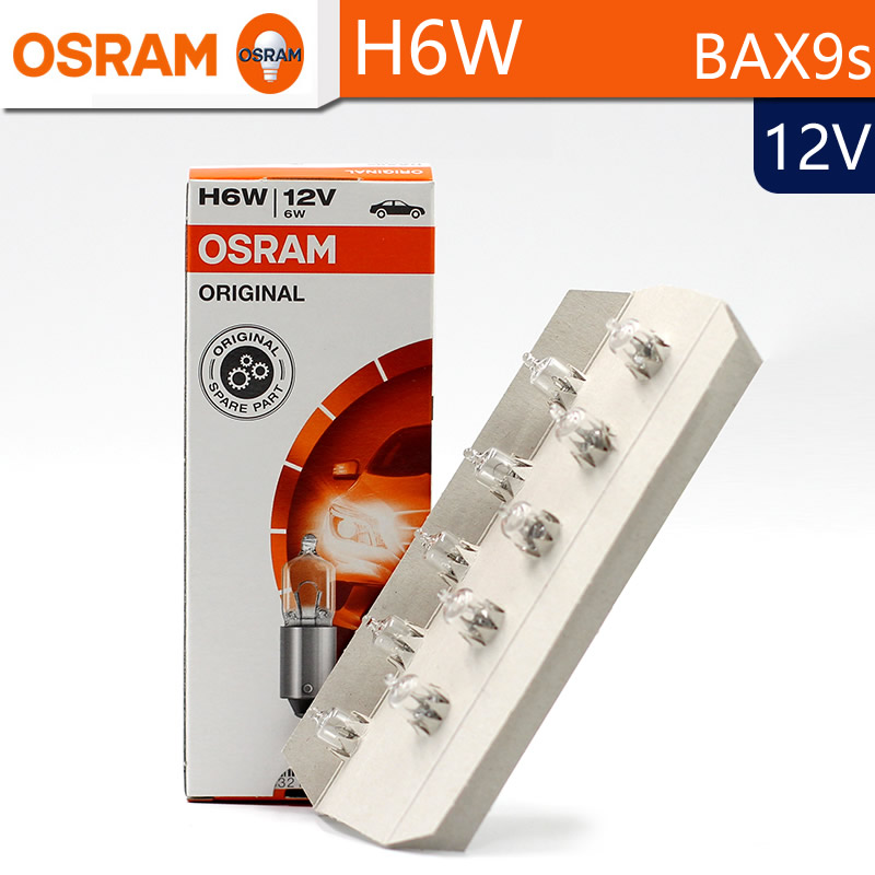 OSRAM欧司朗H6W卤素信号灯12V6W 64132 单丝平偏卡脚驻车灯BAX9s