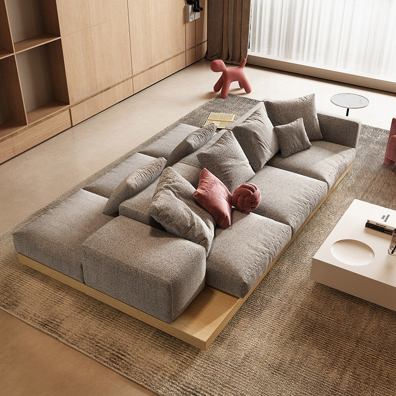 纳威日式侘寂风格布艺沙发现代简约超深坐宽双面背靠背沙发组合