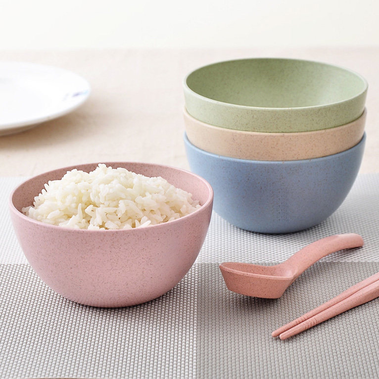 环保小麦秸秆圆形碗米饭碗 家用日式餐具儿童吃饭碗小汤碗沙拉碗