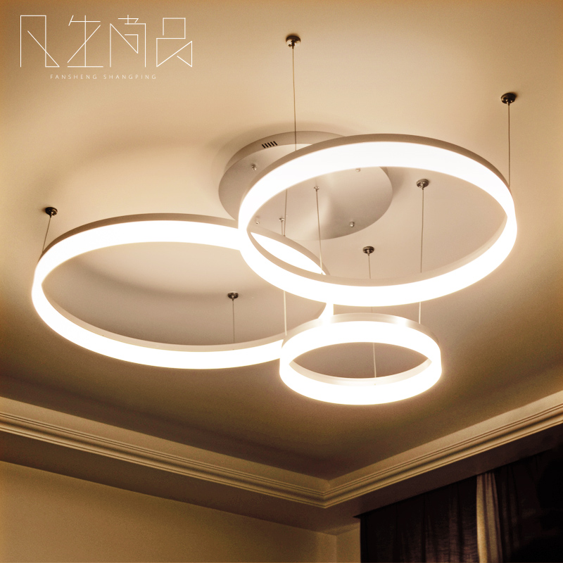  现代简约大气圆环形LED吊灯 客厅餐厅卧室创意个性组合家用灯具-凡生 尚品