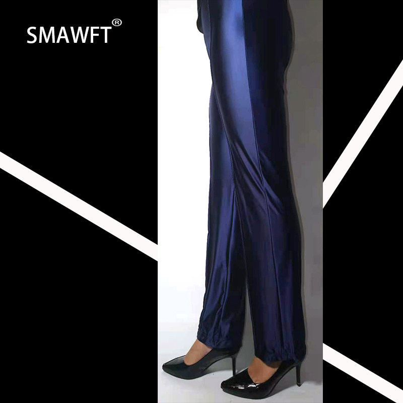 9smawft新品氨纶光面打底裤女外穿薄款进口速干光泽高腰踩脚健美裤已