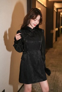 韩国ulzzang早春新款法式气质时尚圆领拼接衬衫+旗袍式马甲套装女