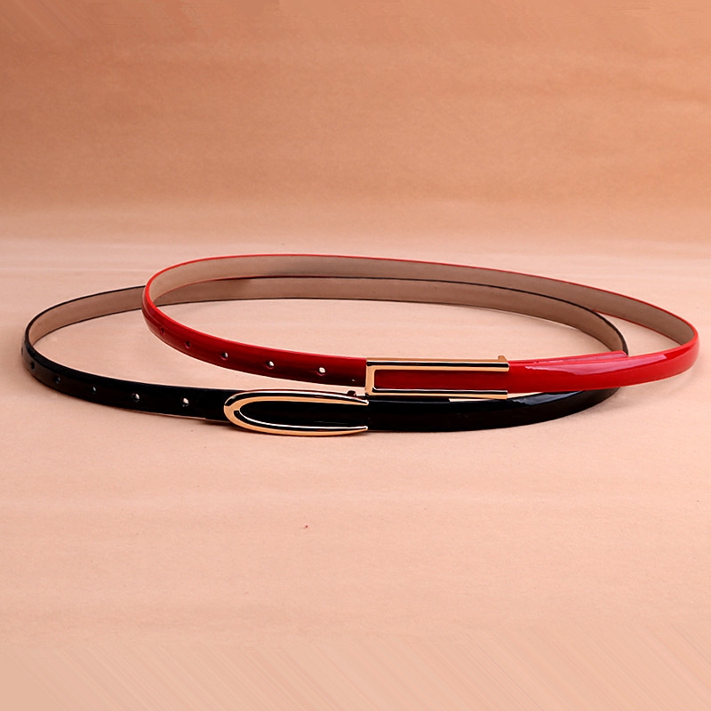 时尚装饰连衣裙子配饰毛衣细腰带女韩版简约百搭小细皮带真皮黑色