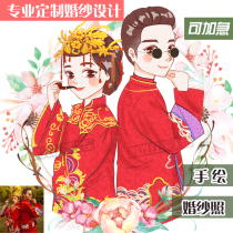 结婚礼画像Q版卡通手绘头像设计漫画婚纱情侣真人照片请帖定制
